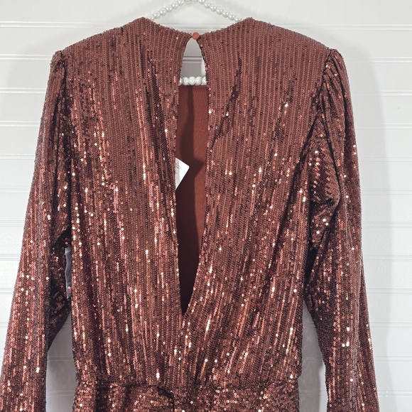 Retrofete Flynn Sequined Tulle Mini Dress Copper Bronze Small - Picture 5 of 9